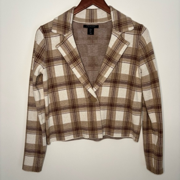 Tahari Jackets & Blazers - TAHARI | Plaid Preppy Cropped Light Academia Stretchy Sweater Jacket | Size S